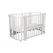 INDIGO Кровать детская Baby Line 5 в 1 (ложе 70х100 и 70х140) с поперечным маятником, массив бере (белый)
