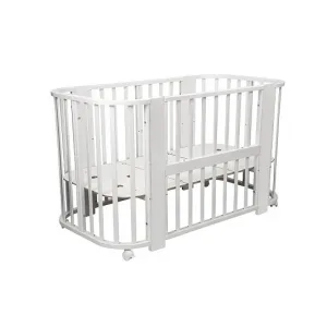 INDIGO Кровать детская Baby Line 5 в 1 (ложе 70х100 и 70х140) с поперечным маятником, массив бере (белый) INDIGO Кровать детская Baby Line 5 в 1 (ложе 70х100 и 70х140) с поперечным маятником, массив бере (белый)