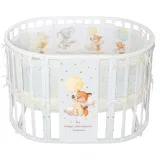 INDIGO Кровать детская Baby Sleep 7в1 (круг/овал, манеж, 2 кресла, стол) массив березы, МДФ, ПВХ (белый Лисичка)