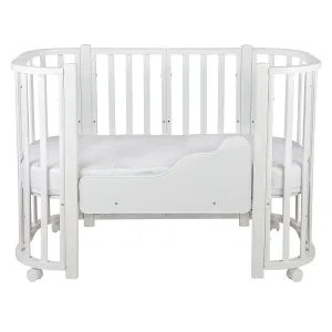 INDIGO Кровать детская Baby Lux 3 в 1 (кровать, манеж, диван) массив березы, МДФ (белый-белые стойки) INDIGO Кровать детская Baby Lux 3 в 1 (кровать, манеж, диван) массив березы, МДФ (белый-белые стойки)