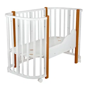 INDIGO Кровать детская Baby Lux 3 в 1 (кровать, манеж, диван) массив березы, МДФ (белый-натуральные стойки) INDIGO Кровать детская Baby Lux 3 в 1 (кровать, манеж, диван) массив березы, МДФ (белый-натуральные стойки)