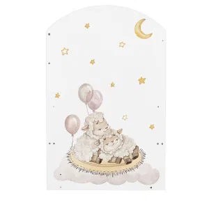 INDIGO Кровать детская With Love (фигур.спин., маятник, ящик) массив березы, ЛДСП, ПВХ накладка (белый Овечки) INDIGO Кровать детская With Love (фигур.спин., маятник, ящик) массив березы, ЛДСП, ПВХ накладка (белый Овечки)