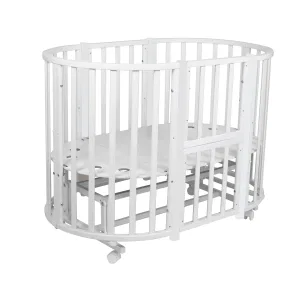 INDIGO Кровать детская Born 7в1 с поперечным маятником (круг/овал, манеж, 2 кресла, стол) массив (белый-белый NEW) INDIGO Кровать детская Born 7в1 с поперечным маятником (круг/овал, манеж, 2 кресла, стол) массив (белый-белый NEW)