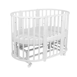 INDIGO Кровать детская Born 7в1 с поперечным маятником (круг/овал, манеж, 2 кресла, стол) массив (белый-белый NEW) INDIGO Кровать детская Born 7в1 с поперечным маятником (круг/овал, манеж, 2 кресла, стол) массив (белый-белый NEW)