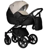 INDIGO Коляска MIO ECO 2в1 (04 (черная кожа + св.бежевая кожа)