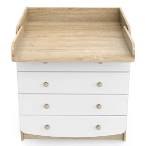 INDIGO Комод Classic 800/4 c откидным пеленальным столиком, МДФ, ЛДСП (дуб сонома-белый) INDIGO Комод Classic 800/4 c откидным пеленальным столиком, МДФ, ЛДСП (дуб сонома-белый)