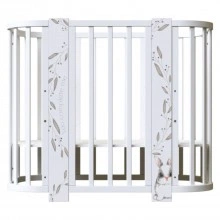 INDIGO Кровать детская Baby Line 5 в 1 (ложе 70х100 и 70х140) с поперечным маятником, массив бере (зайка)