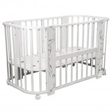 INDIGO Кровать детская Baby Line 5 в 1 (ложе 70х100 и 70х140) с поперечным маятником, массив бере (зайка)