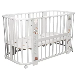 INDIGO Кровать детская Baby Line 5 в 1 (ложе 70х100 и 70х140) с поперечным маятником, массив бере (машинки) INDIGO Кровать детская Baby Line 5 в 1 (ложе 70х100 и 70х140) с поперечным маятником, массив бере (машинки)