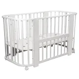INDIGO Кровать детская Baby Line 5 в 1 (ложе 70х100 и 70х140) с поперечным маятником, массив бере (белый)