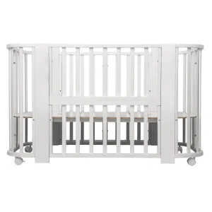 INDIGO Кровать детская Baby Line 5 в 1 (ложе 70х100 и 70х140) с поперечным маятником, массив бере (белый) INDIGO Кровать детская Baby Line 5 в 1 (ложе 70х100 и 70х140) с поперечным маятником, массив бере (белый)