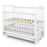 INDIGO Кровать детская Vista Line (продольный маятник + колеса, ящик) массив березы, ПВХ накладка (белая аляска)