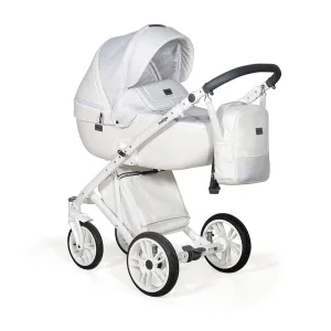 INDIGO Коляска PORTO 2в1 (Po 07 (белая кожа + белый узор) INDIGO Коляска PORTO 2в1 (Po 07 (белая кожа + белый узор)