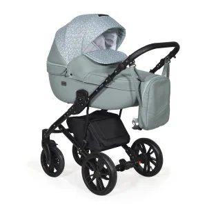 Коляска MIO+F 3в1 (Indigo) (Mi 06 (шалфей кожа+зеленый узор)) Коляска MIO+F 3в1 (Indigo) (Mi 06 (шалфей кожа+зеленый узор))