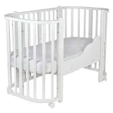 *Кровать детская Indigo Baby Lux 3 в 1 (кровать, манеж, диван) массив березы, МДФ (белый-белые стойки)