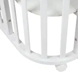 *Кровать детская Indigo Baby Lux 3 в 1 (кровать, манеж, диван) массив березы, МДФ (белый-белые стойки)