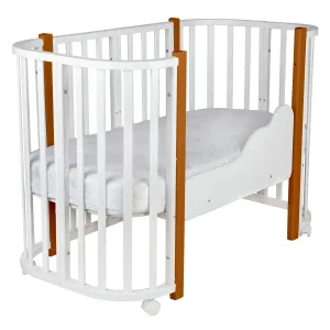 *Кровать детская Indigo Baby Lux 3 в 1 (кровать, манеж, диван) массив березы, МДФ (белый-натуральные стойки) *Кровать детская Indigo Baby Lux 3 в 1 (кровать, манеж, диван) массив березы, МДФ (белый-натуральные стойки)