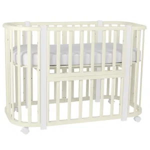 *Кровать детская Indigo Baby Lux 3 в 1 (кровать, манеж, диван) массив березы, МДФ (слоновая кость-белые стойки) *Кровать детская Indigo Baby Lux 3 в 1 (кровать, манеж, диван) массив березы, МДФ (слоновая кость-белые стойки)