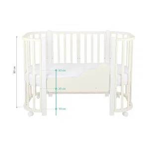 *Кровать детская Indigo Baby Lux 3 в 1 (кровать, манеж, диван) массив березы, МДФ (слоновая кость-белые стойки) *Кровать детская Indigo Baby Lux 3 в 1 (кровать, манеж, диван) массив березы, МДФ (слоновая кость-белые стойки)